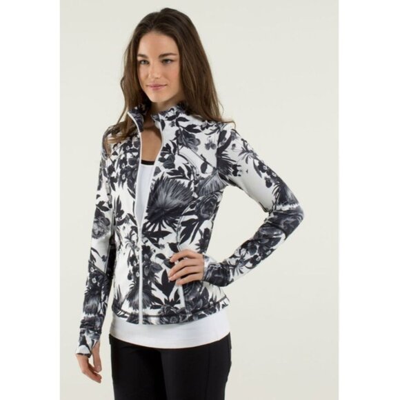 Lululemon Athletica Forme Jacket II Textured Brisk Bloom Black White. Size 6 - Picture 1 of 9